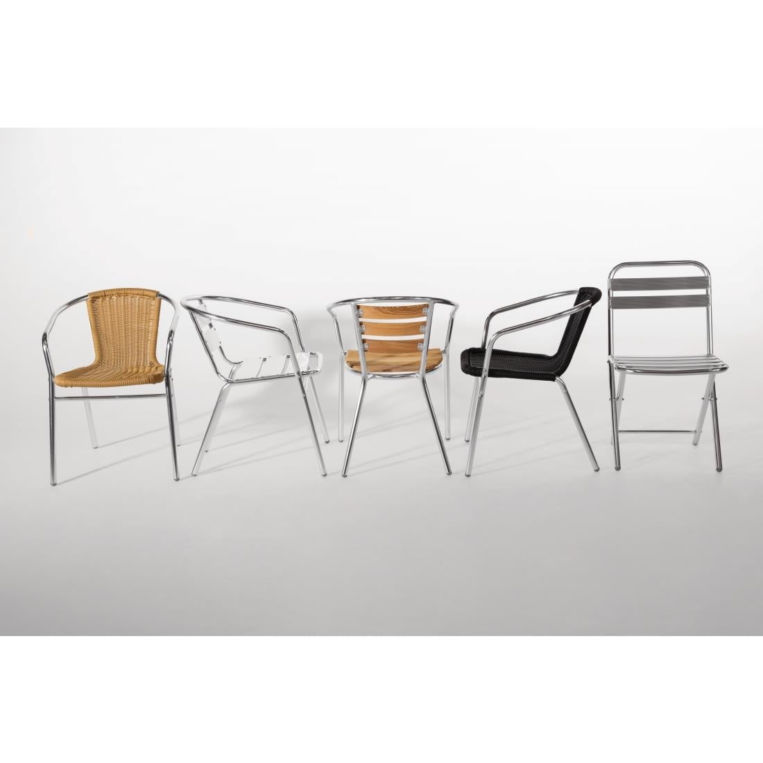 U422 Bolero aluminium en polyrotan stoel naturel (4 stuks)