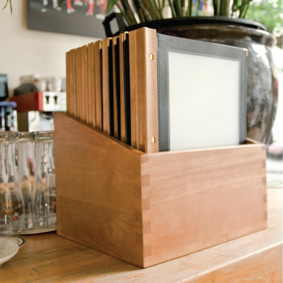 H759 Securit menumappen set met houten box A4 zwart (20 stuks)