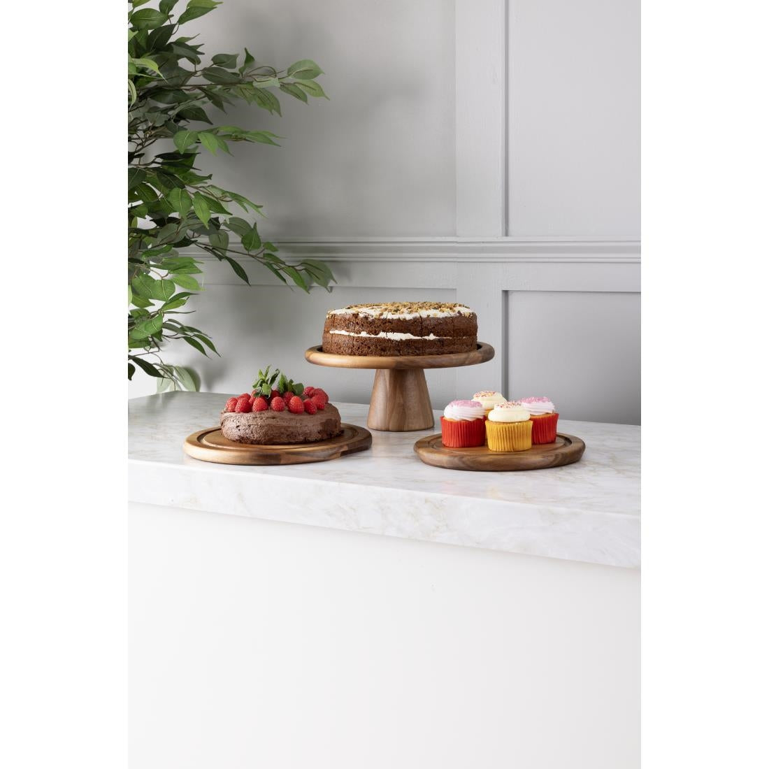 HX399 Olympia Rond Acacia Houten Bord Voor 280mm Koepel