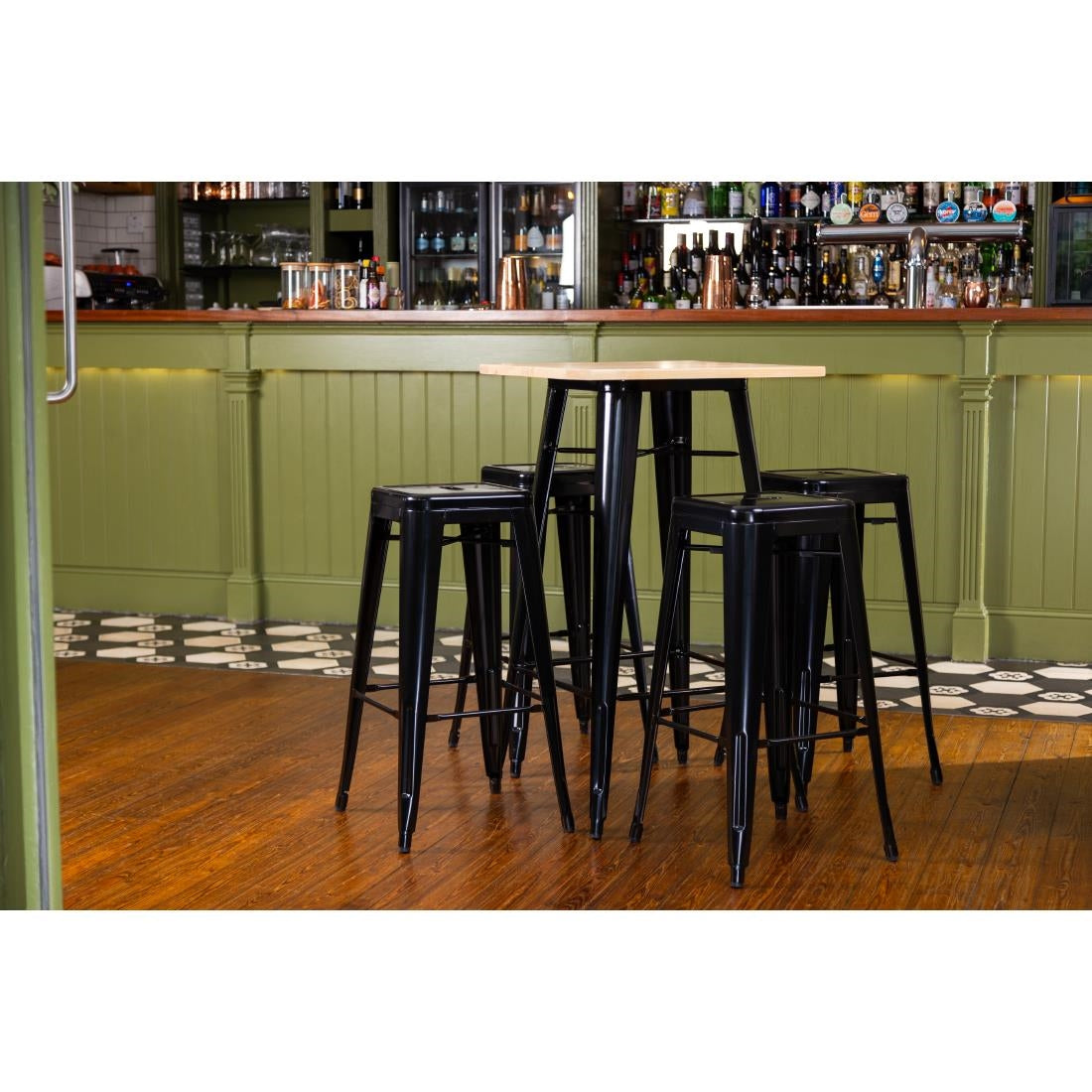 FB595 Bolero Bistro bartafel met houten blad zwart