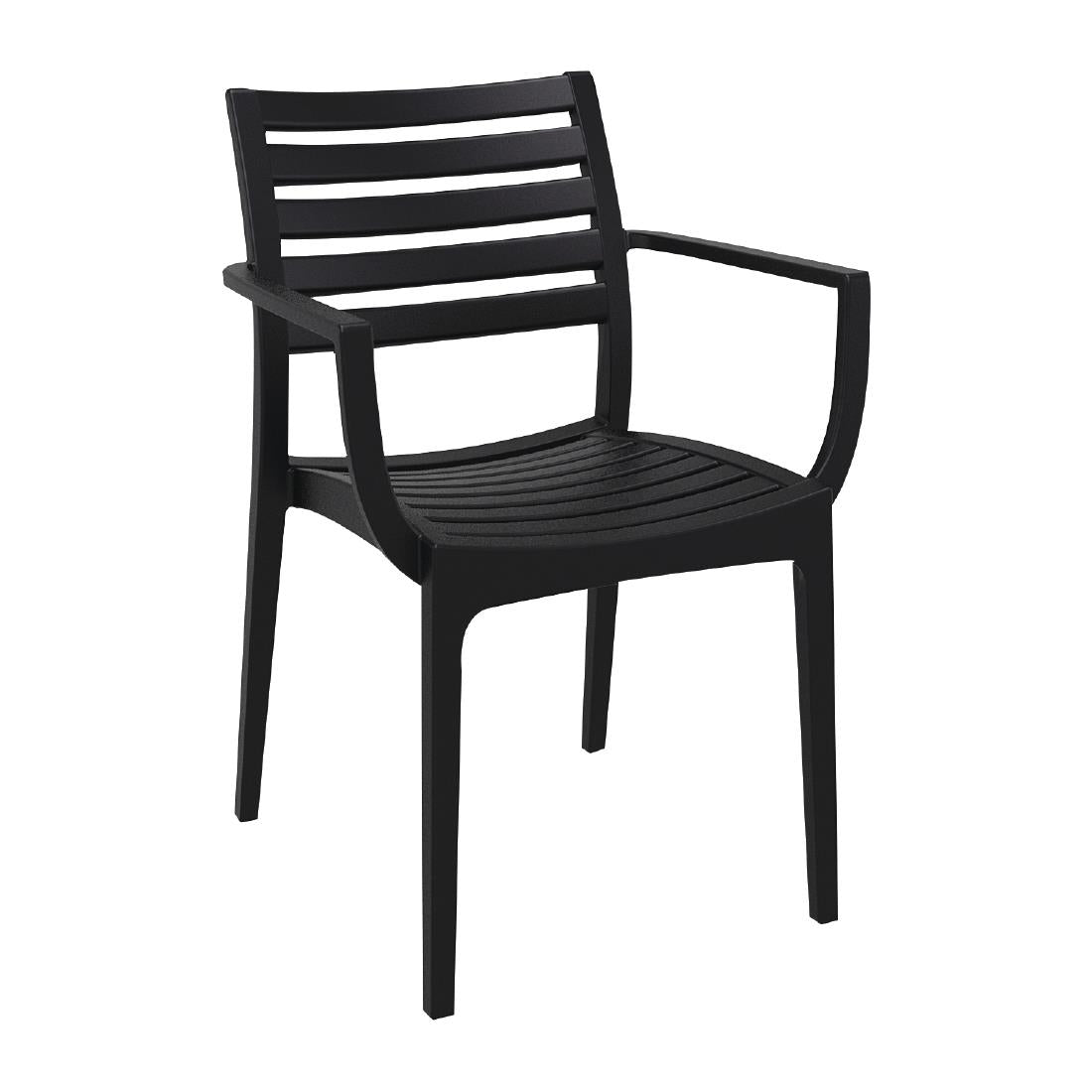 FS445 Artemis polypropyleen stoelen met armleuning zwart (2 stuks)