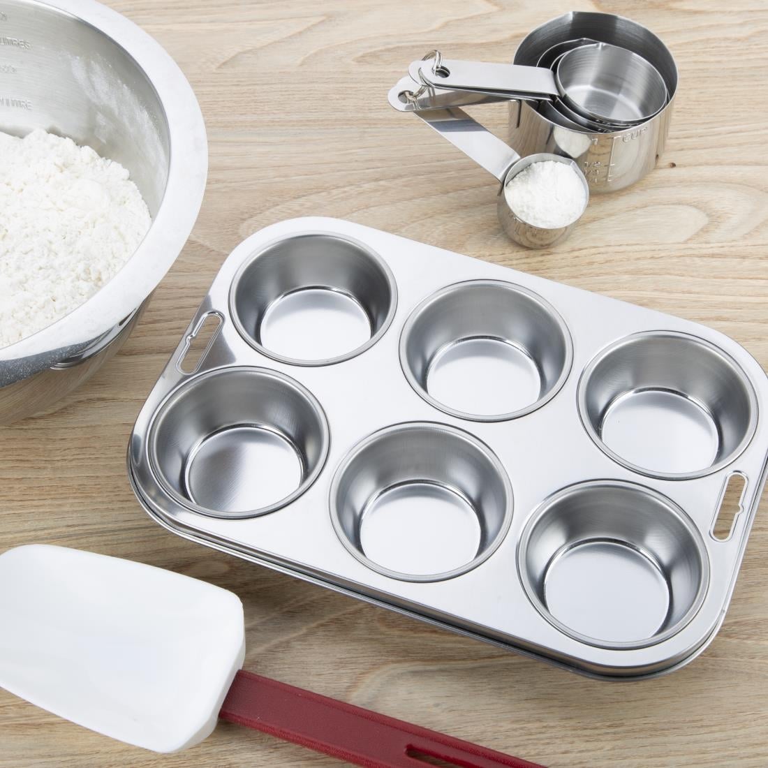 E714 Vogue roestvrijstalen muffinbakvorm 6 cups