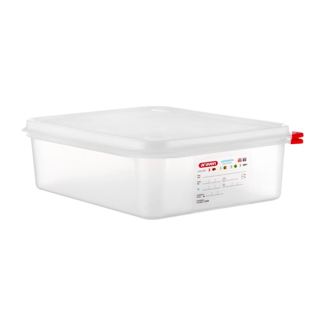 DL982 Araven GN 1/2 voedseldoos met deksel 6,5Ltr (4 stuks)