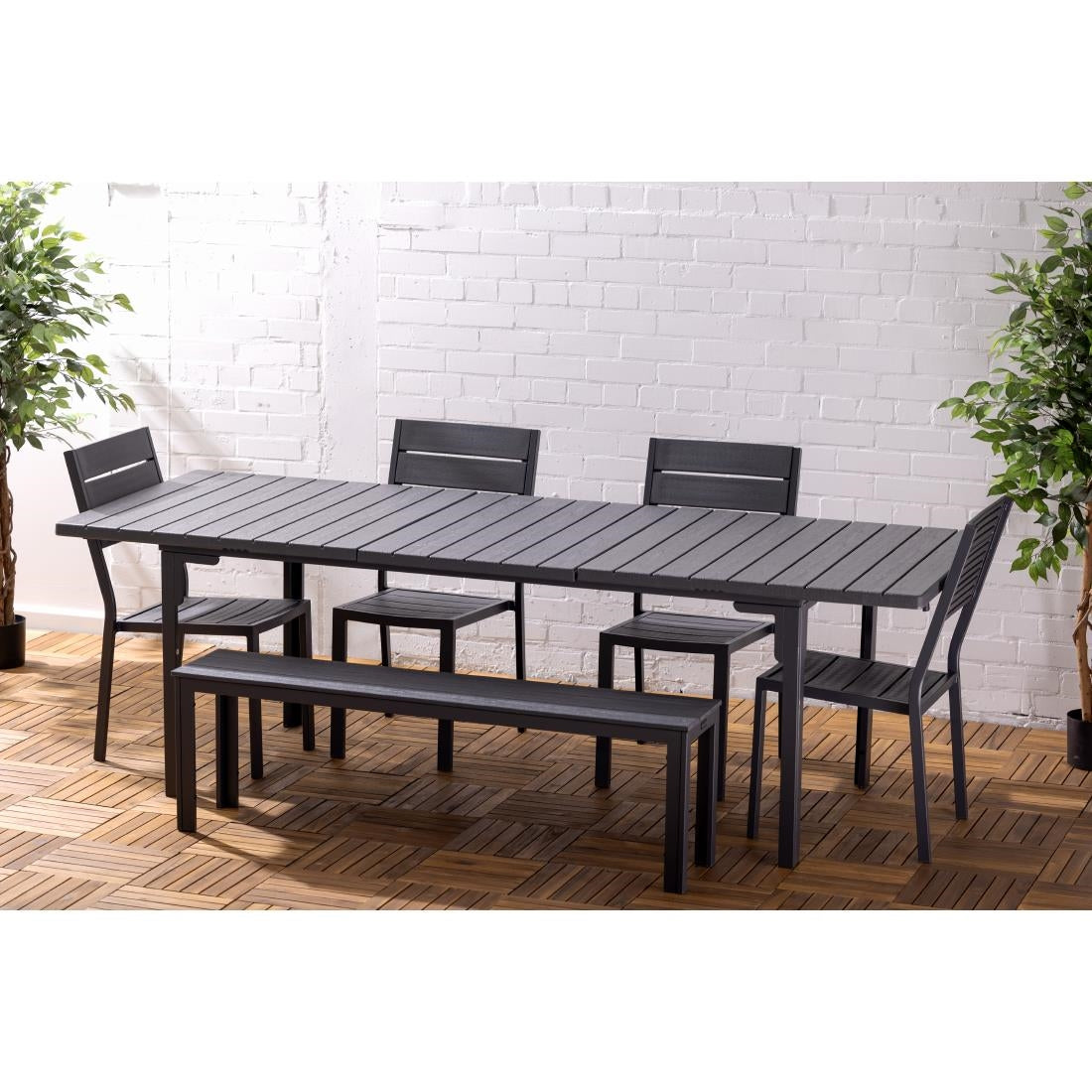 HW526 Bolero Valletta Grijs Gelat Lattenverlengbare Buiteneetkamertafel
