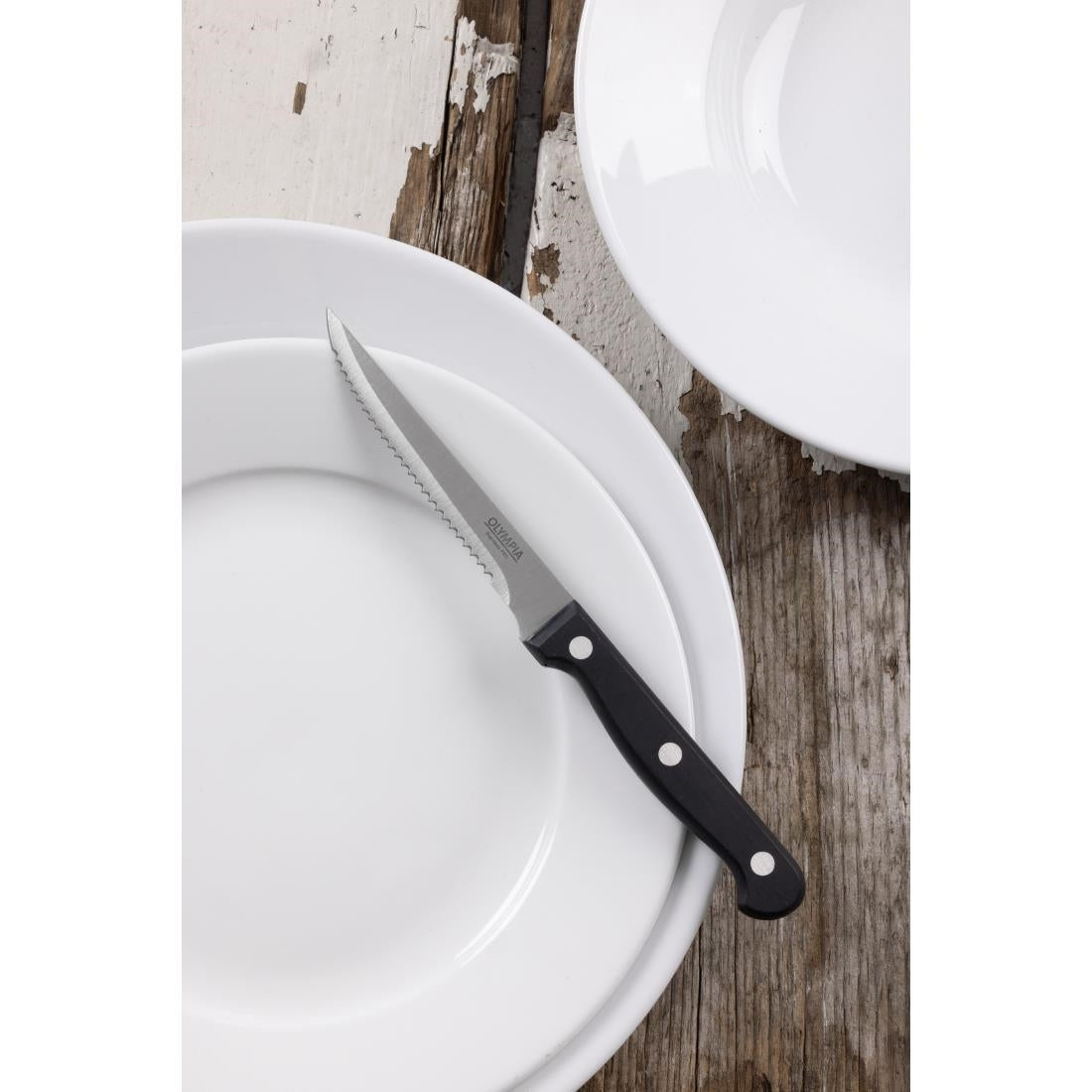 C134 Olympia steakmessen zwart heft 21,5cm (12 stuks)