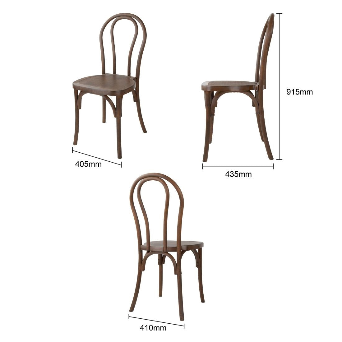 HW287 Bolero Soho Bentwood Stijl Hars Stoelen Notenhout (4 Stuks)