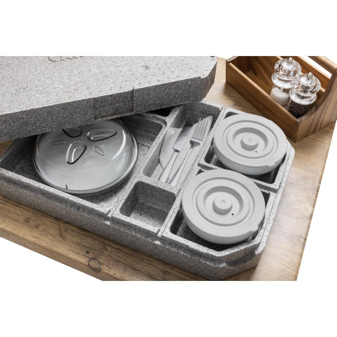 CW811 Cambro Tablotherm GoBox maaltijdbezorgingssysteem met servies