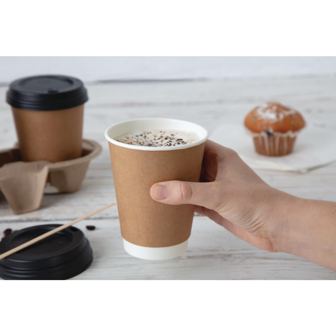 CW718 Fiesta Recyclable deksel zwart voor Fiesta Recyclable 340ml en 455ml koffiebekers (1000 stuks)