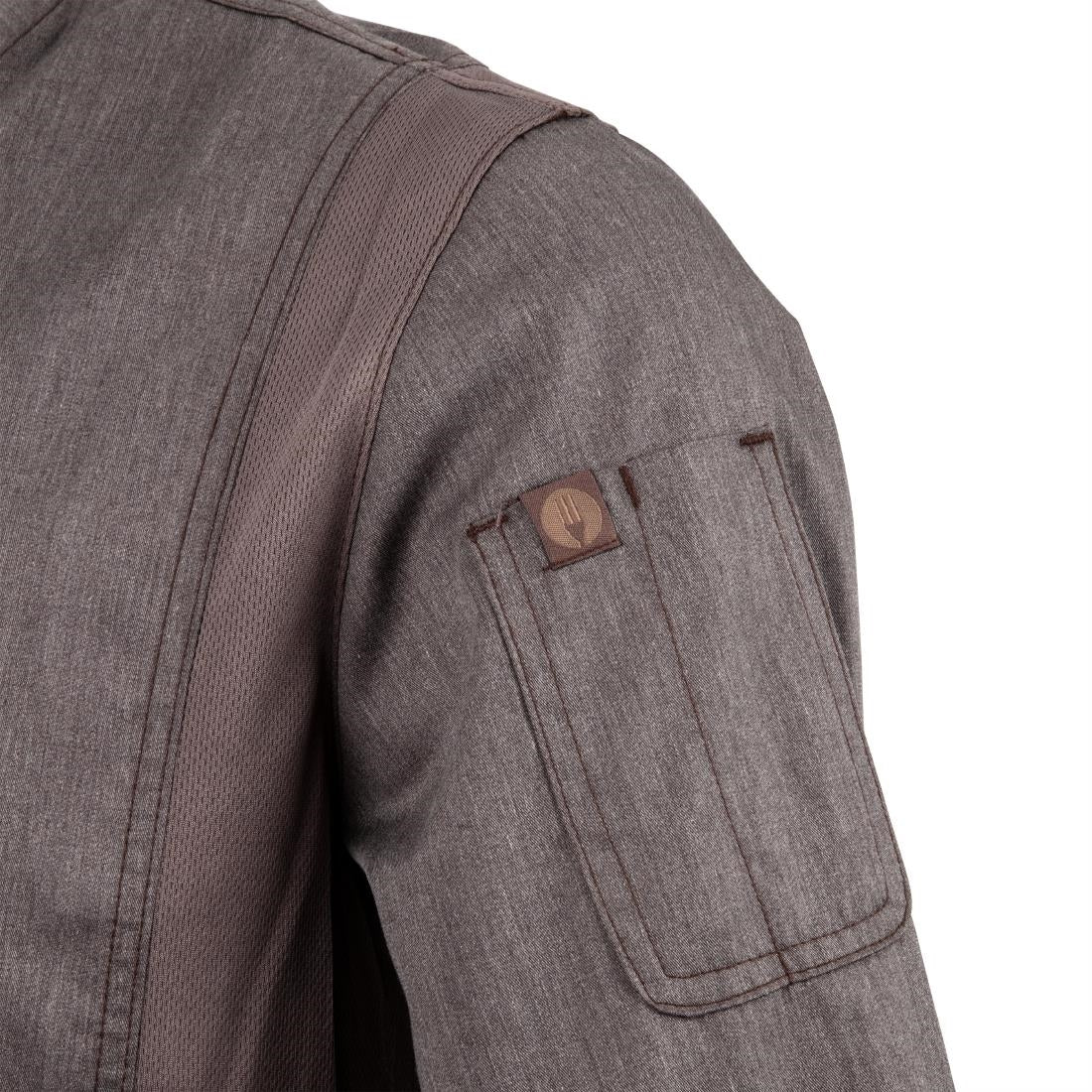 BB263-S Chef Works Urban Hartford unisex koksbuis met rits lange mouw grijs S