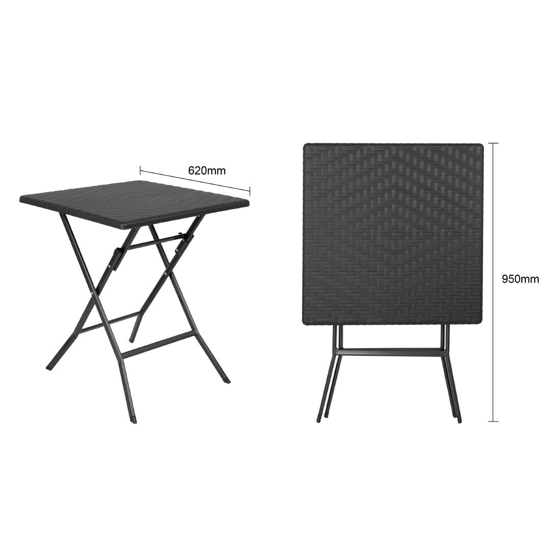 GR772 Bolero Vierkante Inklapbare Tafel Zwart 620mm