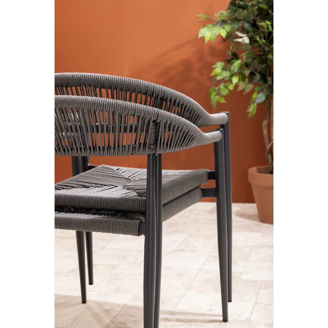 HZ590 Bolero Eden PE gevlochten rattan outdoor armstoelen antraciet (4stuks)