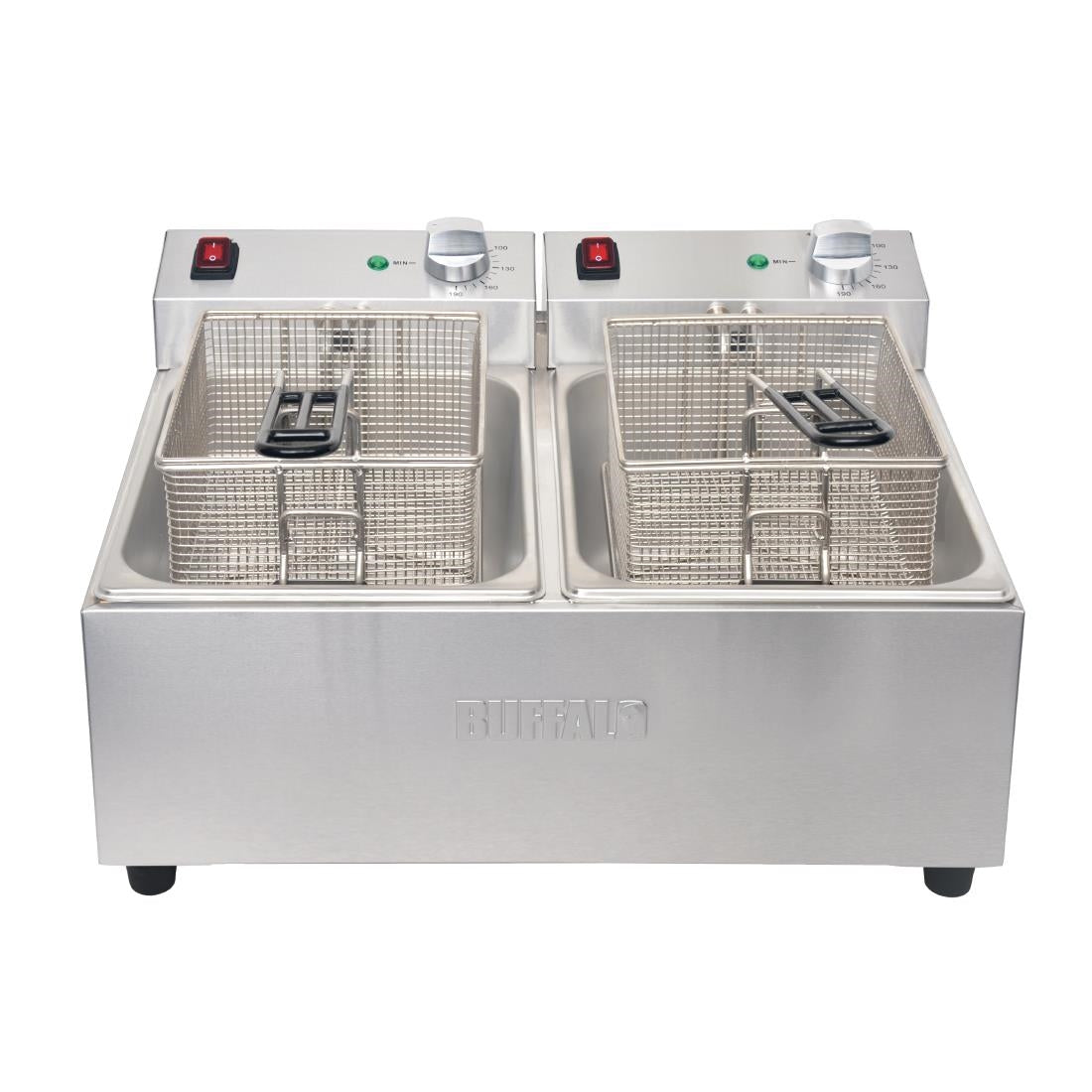 FC257 Buffalo dubbele tank dubbele mand 2x5ltr countertop friteuse 2x2.8kw