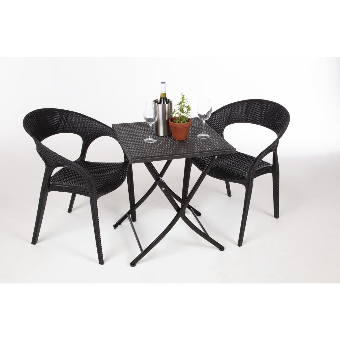 GL302 Bolero vierkante polyrotan klaptafel zwart 60cm