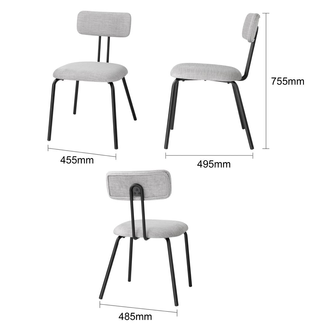FU500 Bolero Fairfield Stoelen - Zwart/Grijs Mix (2 stuks)