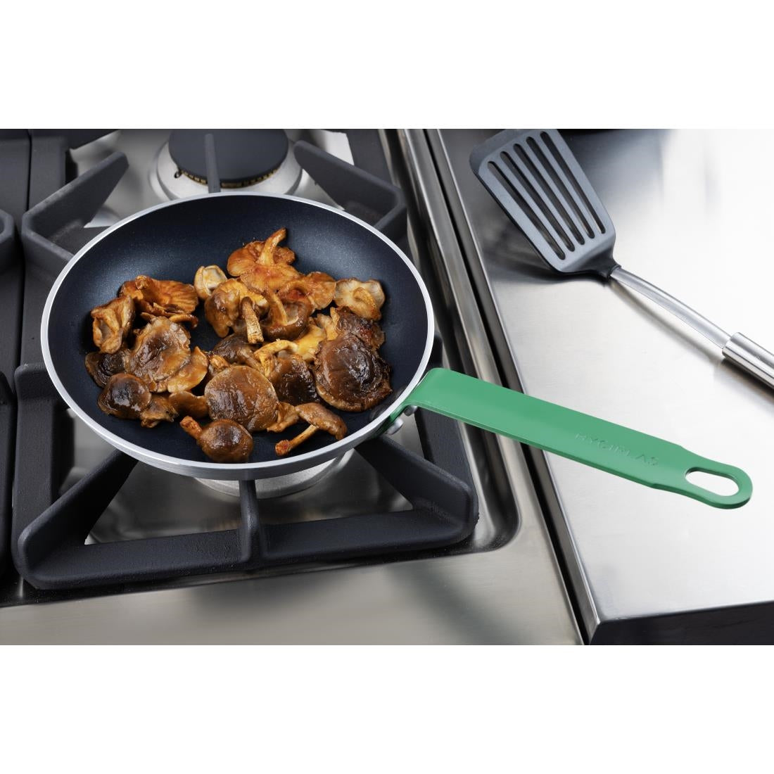 FB471 Hygiplas Teflon Platinum Plus anti-aanbak koekenpan 240mm groen handvat