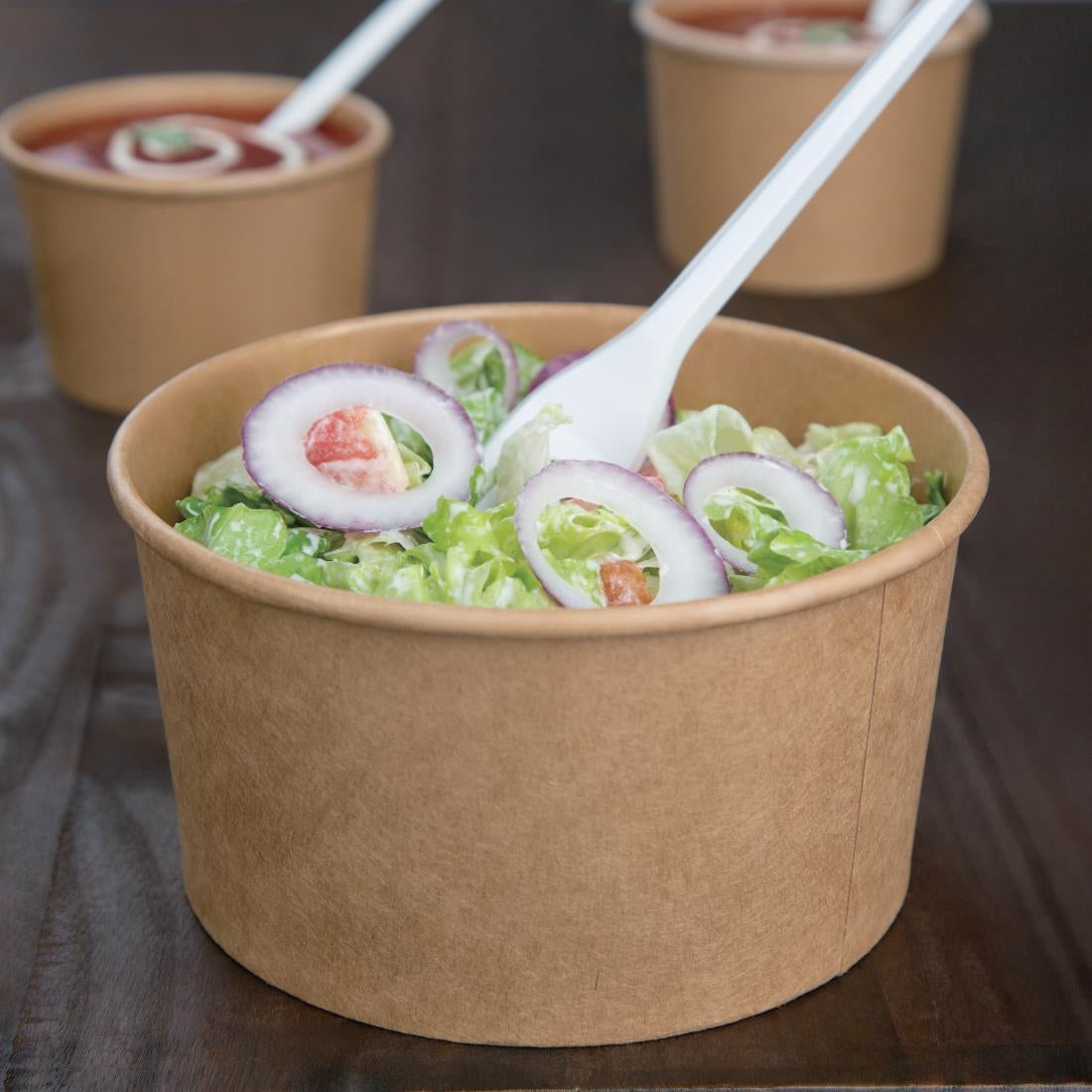 FB198 Fiesta Compostable ronde kraft saladeschaal 1Ltr (300 stuks)