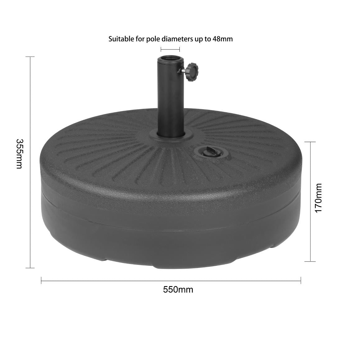 DZ884 Bolero Zwart Kunststof Parasolvoet 40Ltr