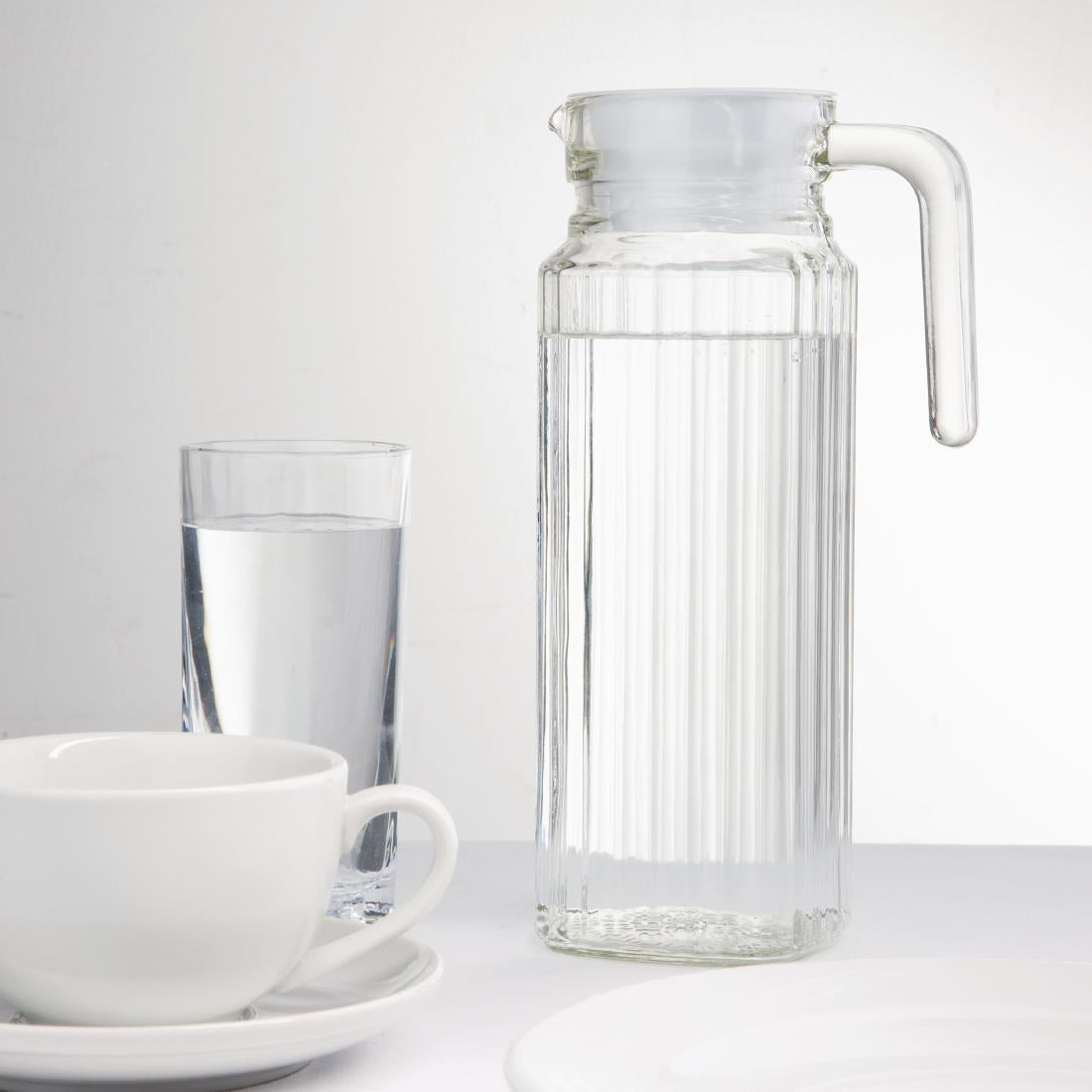 GF922 Olympia glazen kannen met deksel 1Ltr (6 stuks)