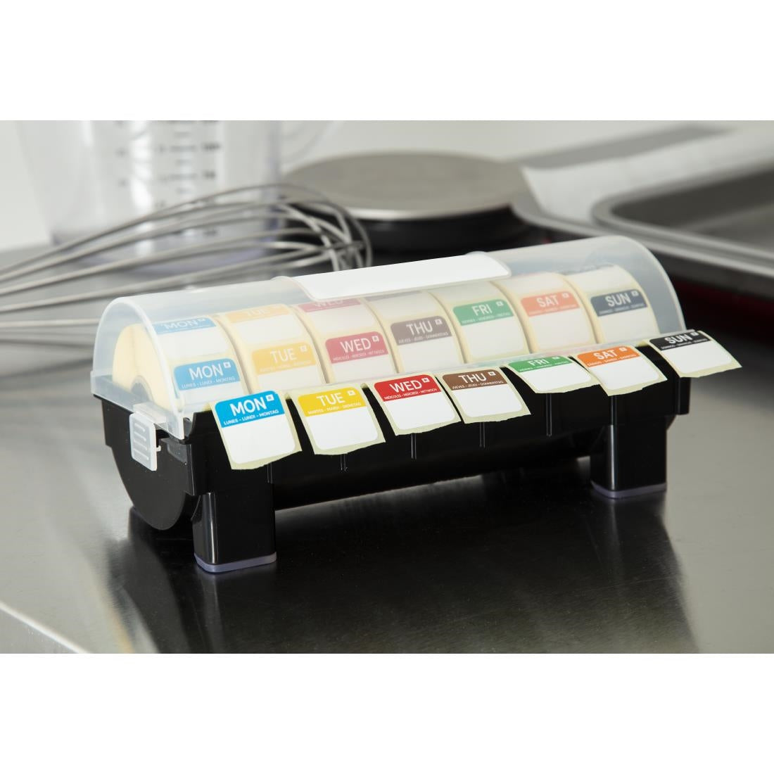 GH473 Hygiplas 2,5cm dispenser inclusief 7 rollen voedseletiketten daglabels