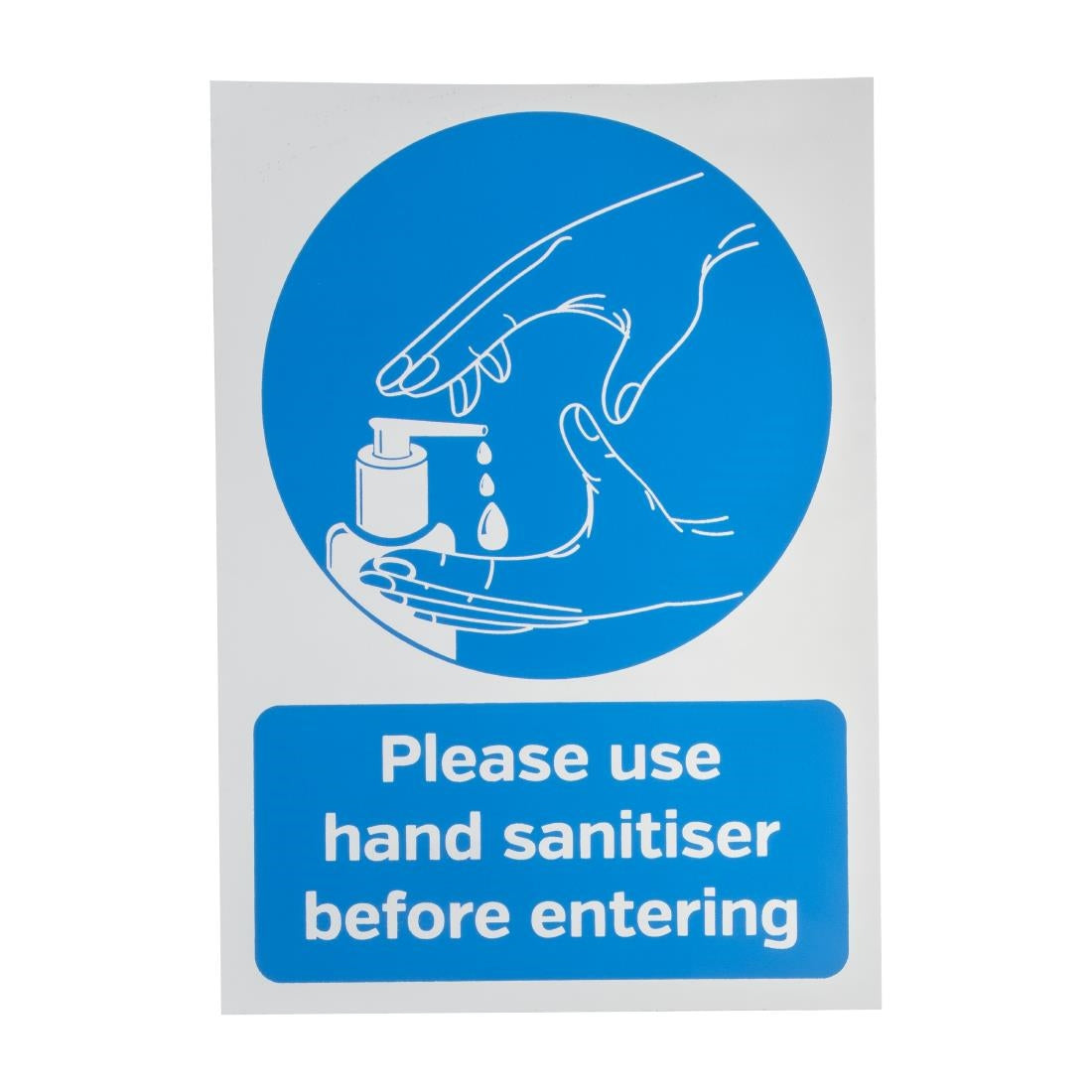 FN840 Vinylsticker A5 'Gelieve bij binnenkomst handreiniger te gebruiken'