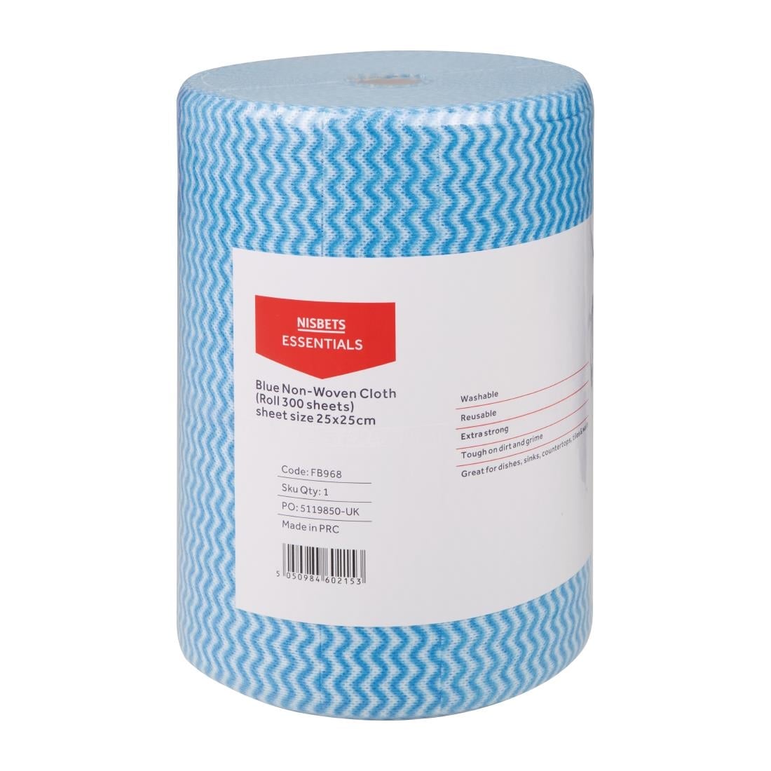 FB968 Nisbets Essentials non-woven schoonmaakdoekjes 25x25cm blauw (300 stuks)