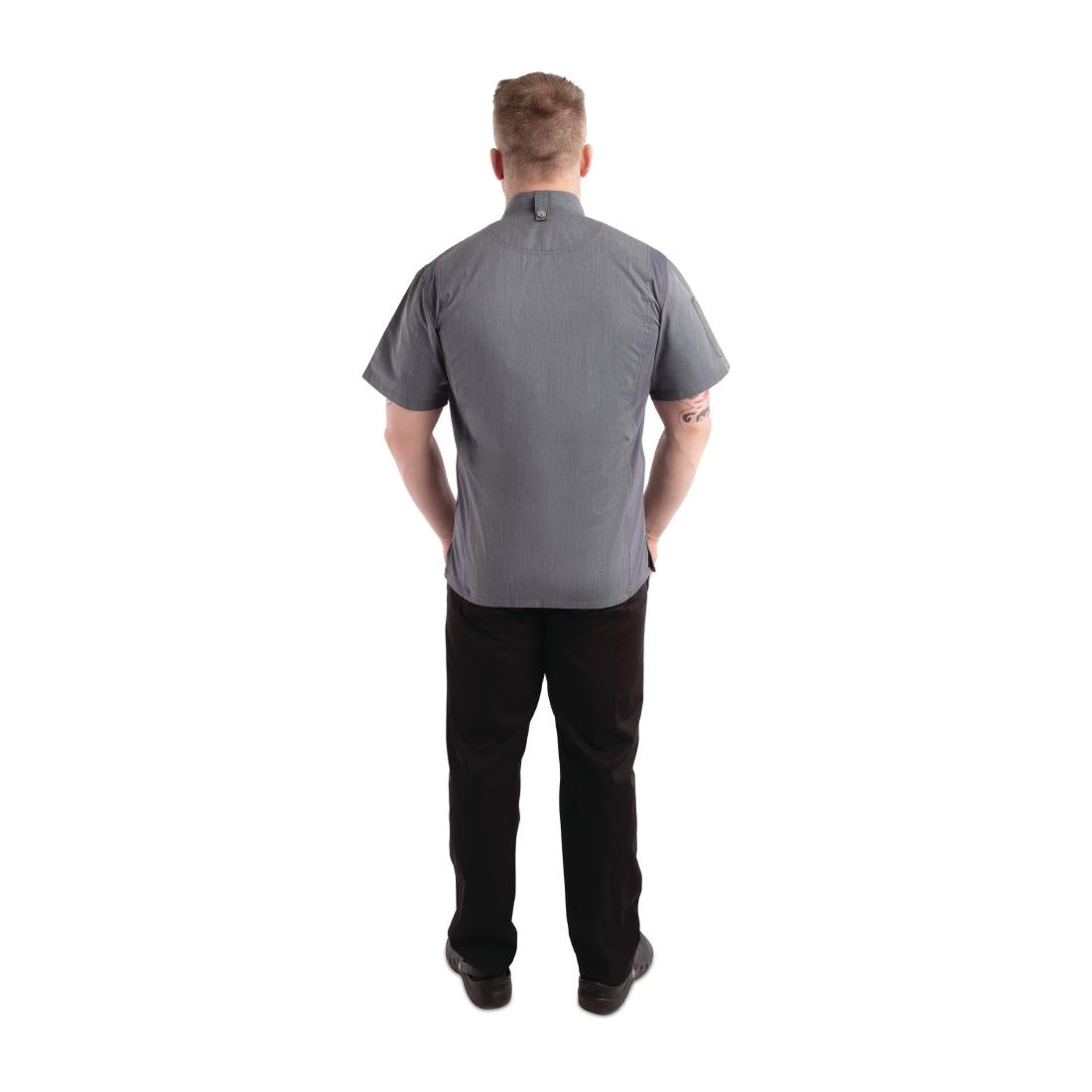 BB267-XS Chef Works Urban Springfield unisex koksbuis met rits korte mouw inktblauw XS