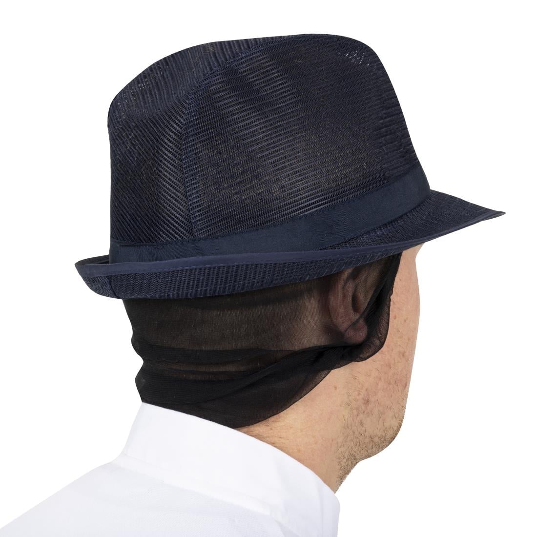 A654-M Trilby hoed met haarnetje blauw M