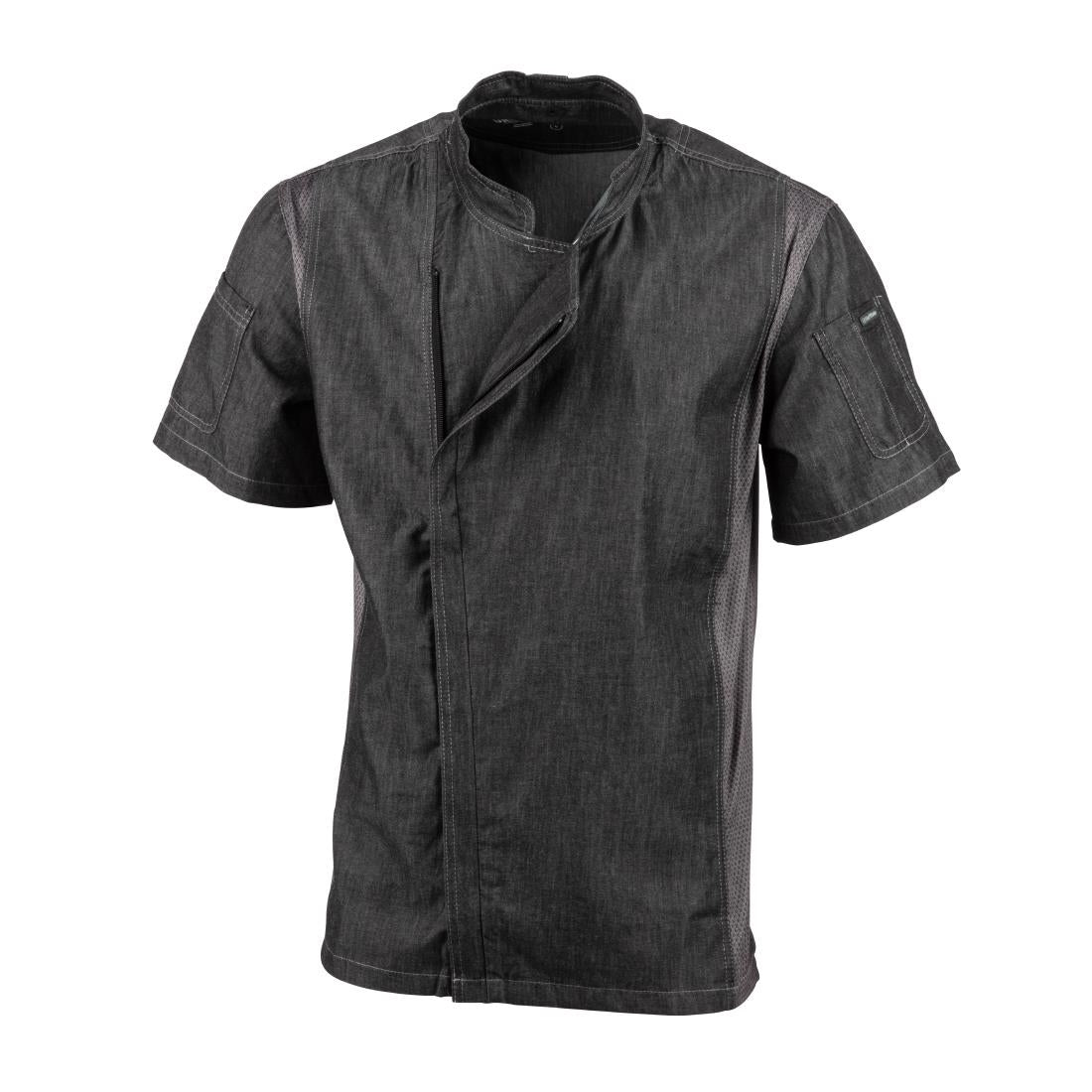 BB270-S Chef Works Urban Delancey denim koksbuis korte mouw grijs S
