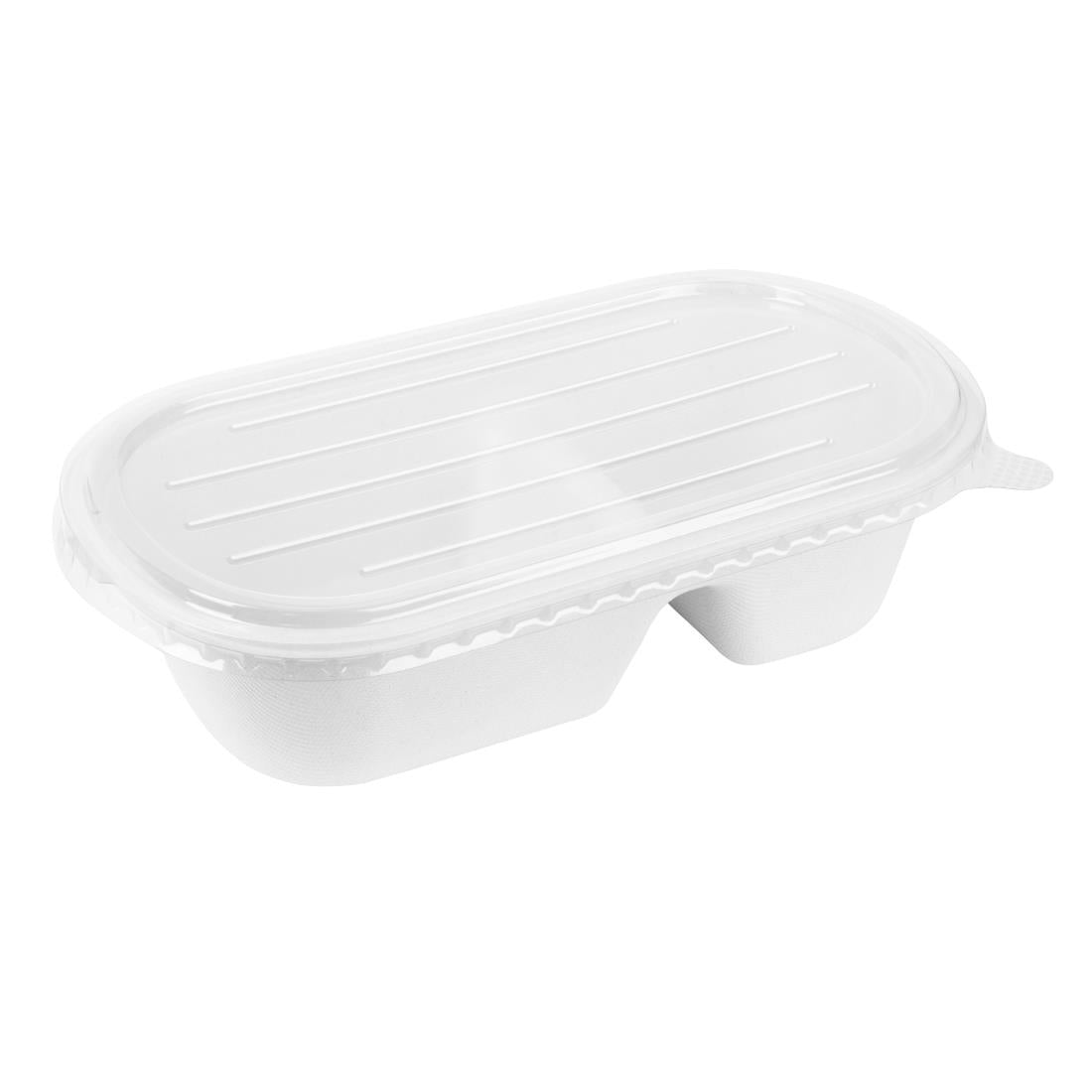 HW630 Fiesta Recycleerbare Pet Deksels Voor Bagasse Ovale Containers (100 stuks)