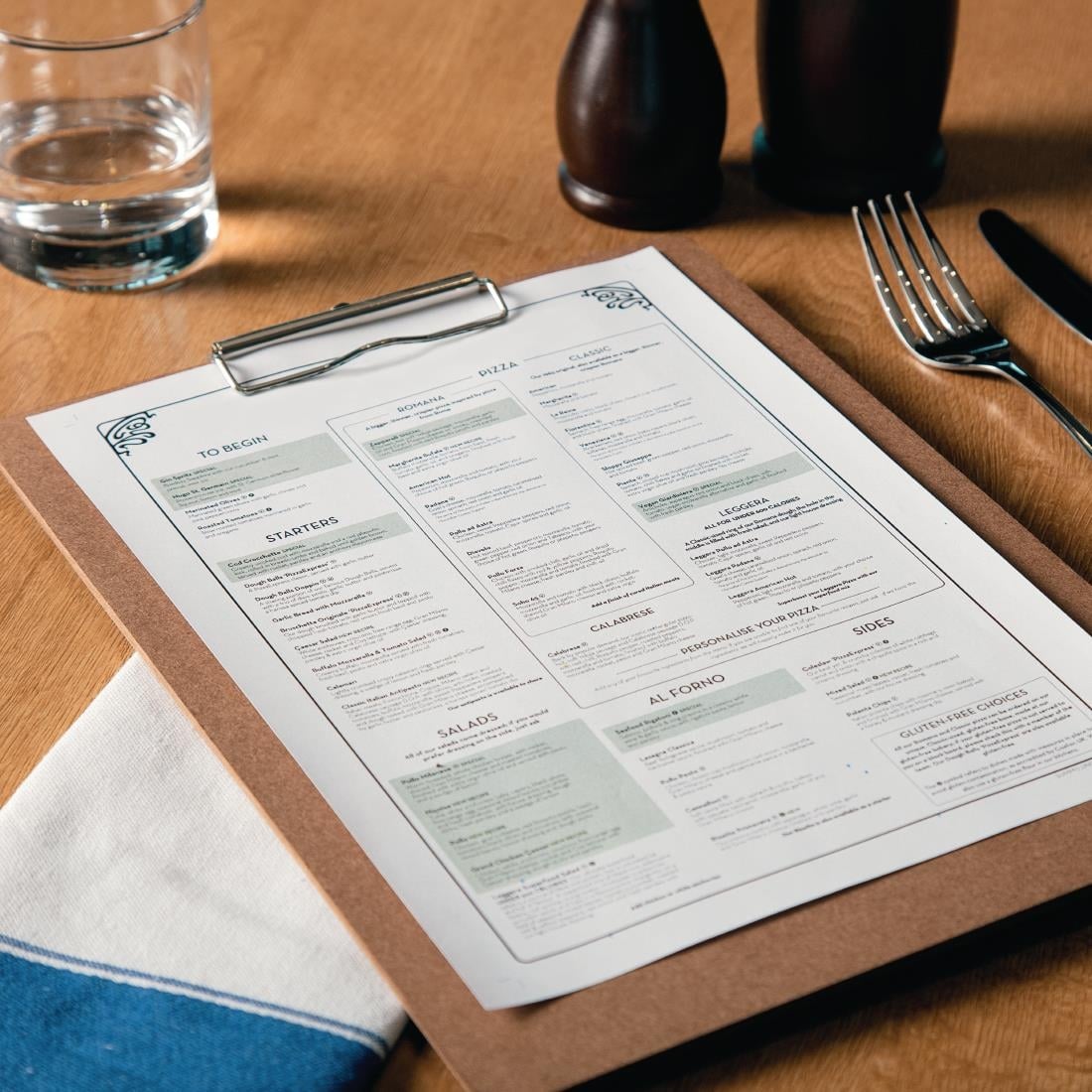 CL174 Olympia houten menu klembord A4