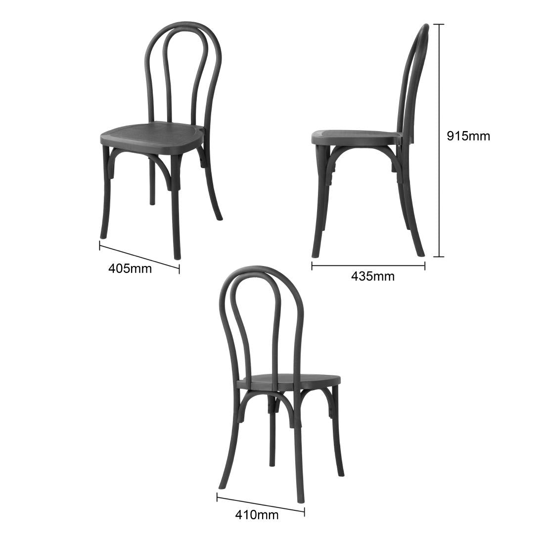 HW286 Bolero Soho Stoelen Van Buighout Stijl Hars Zwart (4 Stuks)