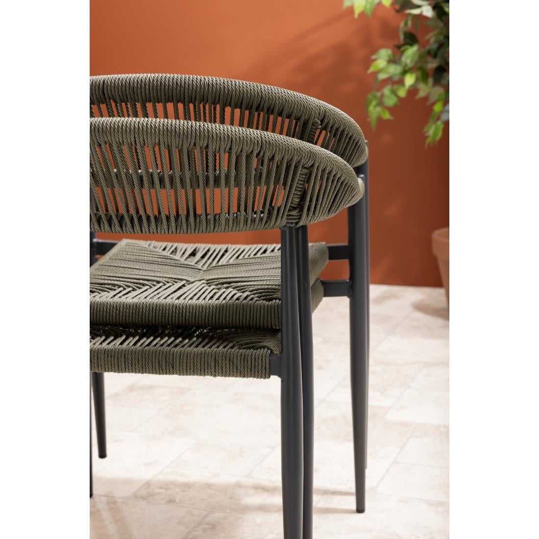 HZ592 Bolero Eden PE gevlochten rattan outdoor armstoelen groen (4 stuks)