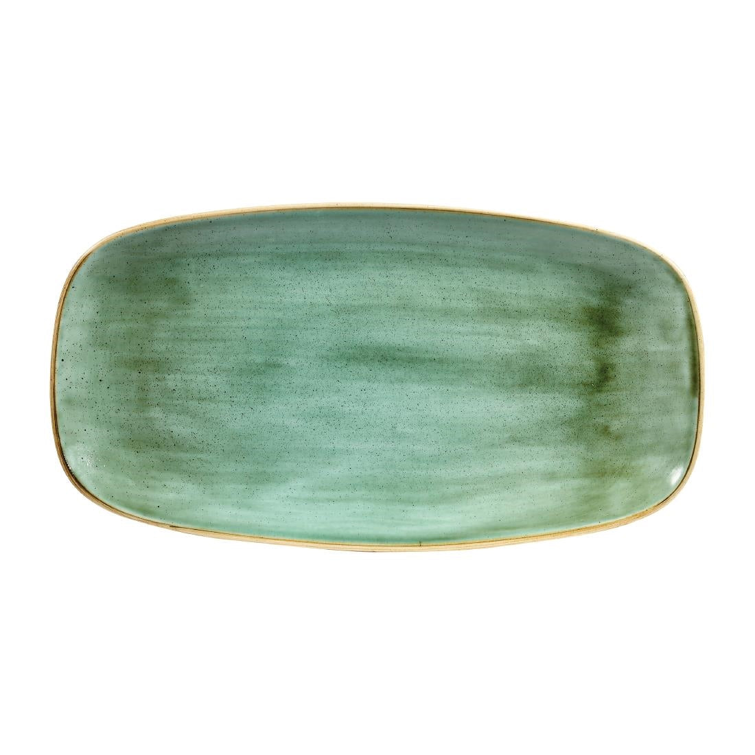 CY101 Churchill Stonecast Samphire Green Chefs Ovaal Bord 35.2 x 18.7cm (6 stuks)