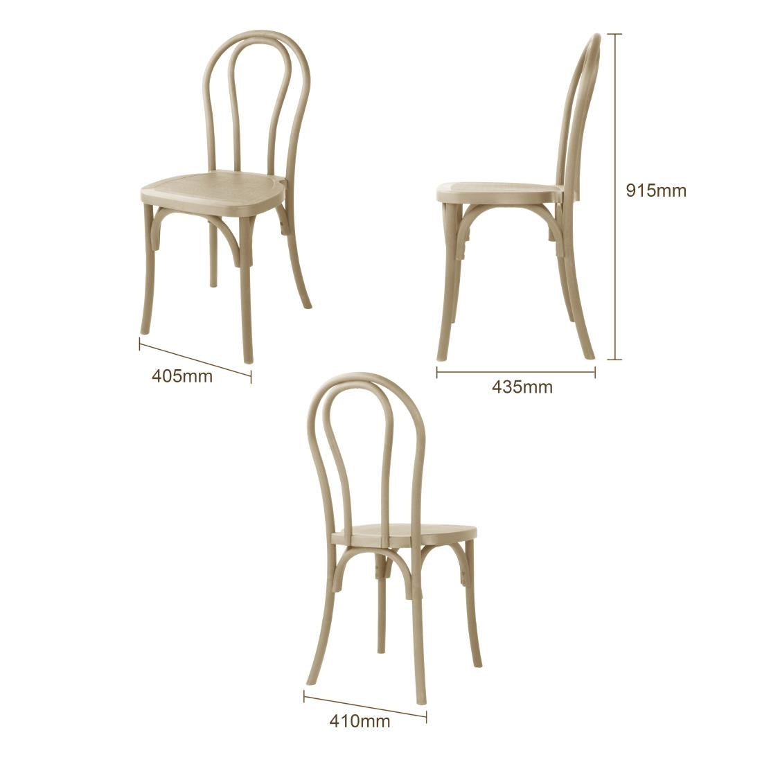 HW289 Bolero Soho Bentwood Stijl Harsstoelen Natuurlijk (4 Stuks)