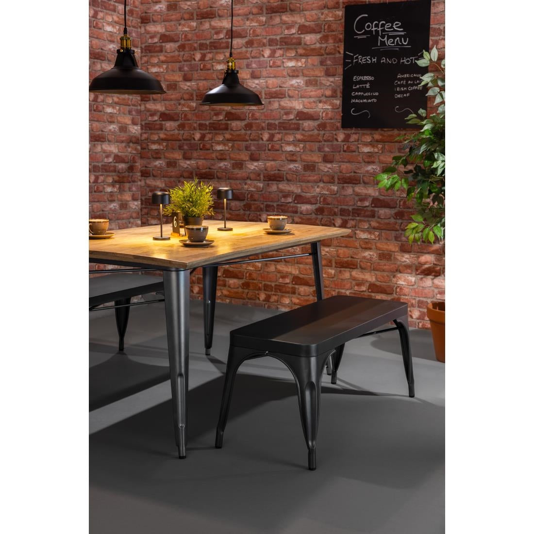 JA329 Bolero Bistro Metalen Bank Donkergrijs 1000mm (2 stuks)