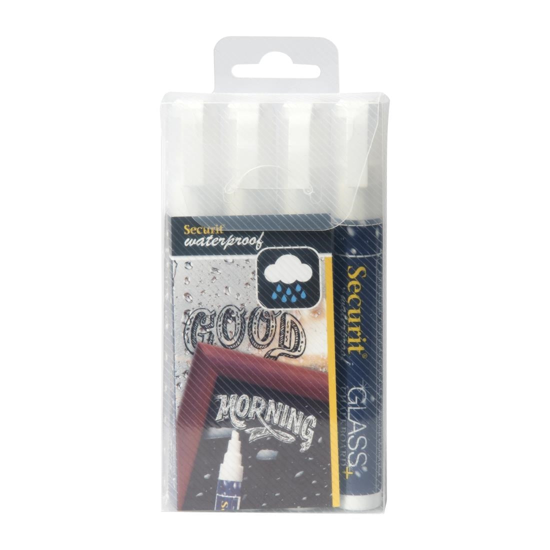 CK295 Securit Watervaste krijtstift (Glas + Krijtbord) in wit met 2-6mm penpunt (4 stuks)
