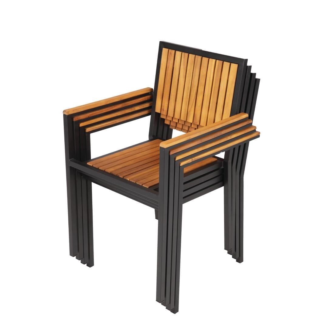 DS151 Bolero stalen en acaciahouten stoelen met armleuningen (4 stuks)