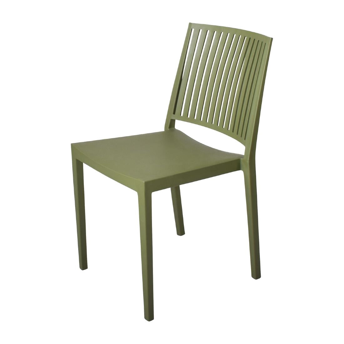 FW578 Baltimore stapelbare polypropyleen stoelen olijfgroen (4 stuks)