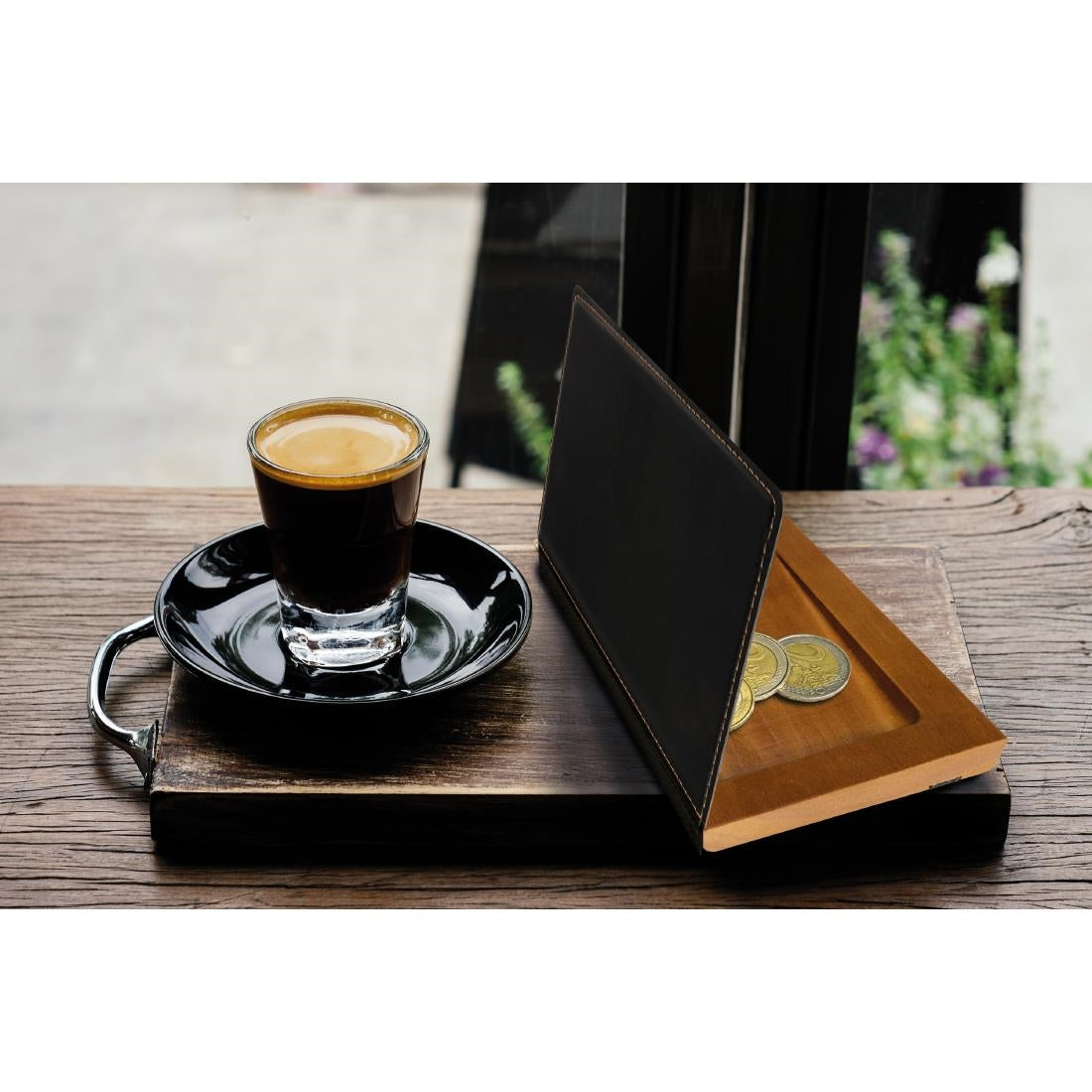 CU933 Securit Trendy lederen houten rekening presentator