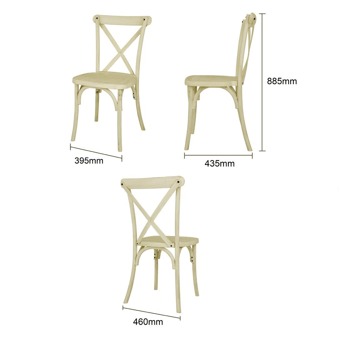 HW282 Bolero Manhattan Kruisrug Harsstoelen Naturel (4 stuks)