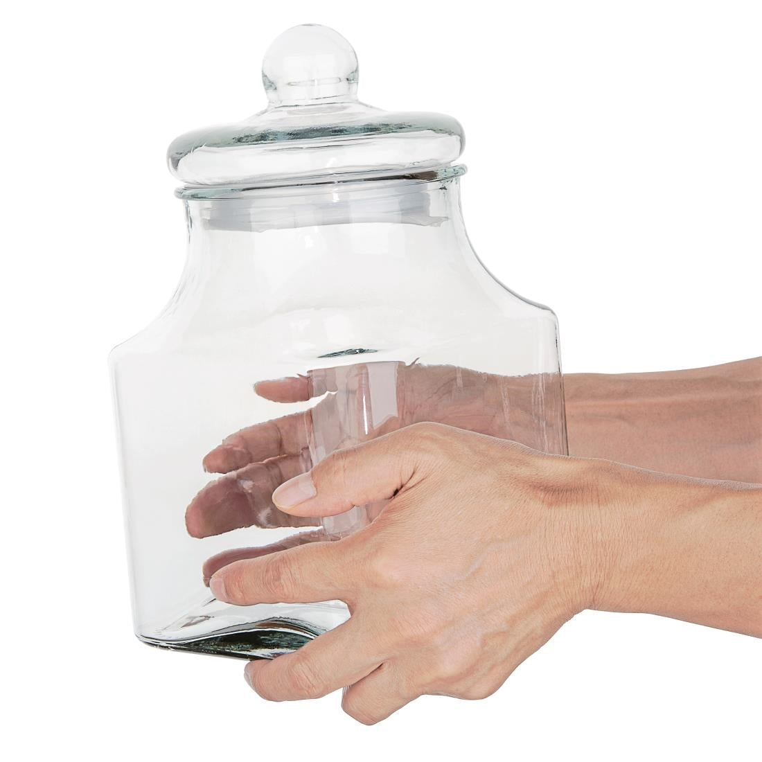 FD959 Olympia glazen voorraadpot vierkant 2,9Ltr