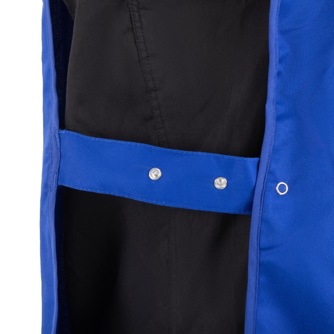 B043 Whites overgooierschort met zak royal blue