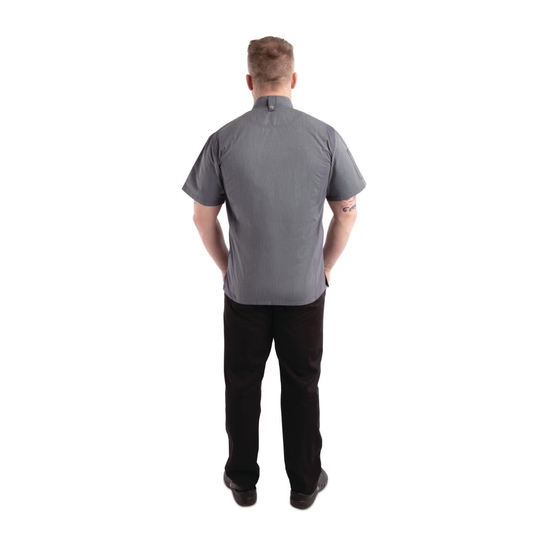 BB267-M Chef Works Urban Springfield unisex koksbuis met rits korte mouw inktblauw M