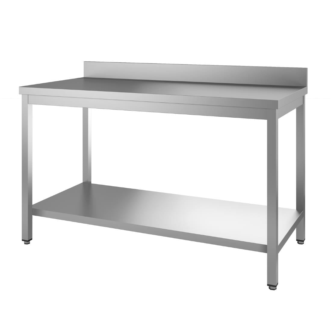 GS038 Gastro M RVS werktafel met onderblad en achteropstand 85x70x70cm