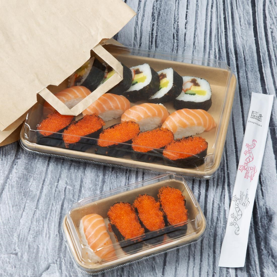 HX295 Fiesta Recycleerbare Pet-Deksels Voor Nr. 7 Sushi Schalen (300 stuks)