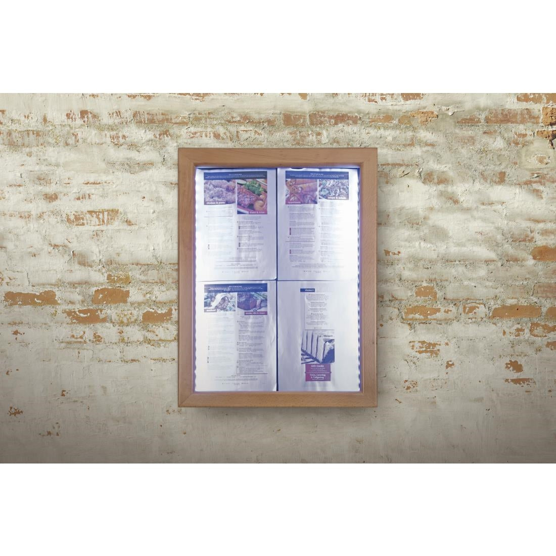 CU938 Securit Teak wit LED informatie 4xA4 display (excl paal en voet)