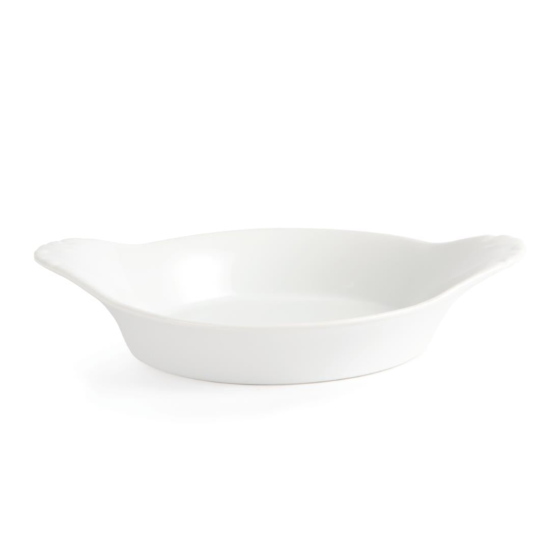W433 Olympia Whiteware ronde gratineerschalen met handvatten 22cm (6 stuks)