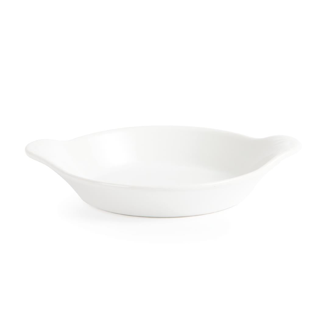 W439 Olympia Whiteware ronde gratineerschalen met handvatten 17x14cm (6 stuks)