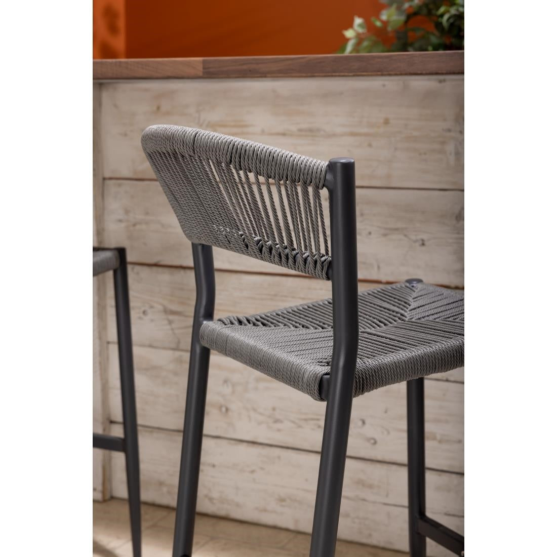 HZ593 Bolero Eden PE gevlochten rattan outdoor barkrukken antraciet (2 stuks)