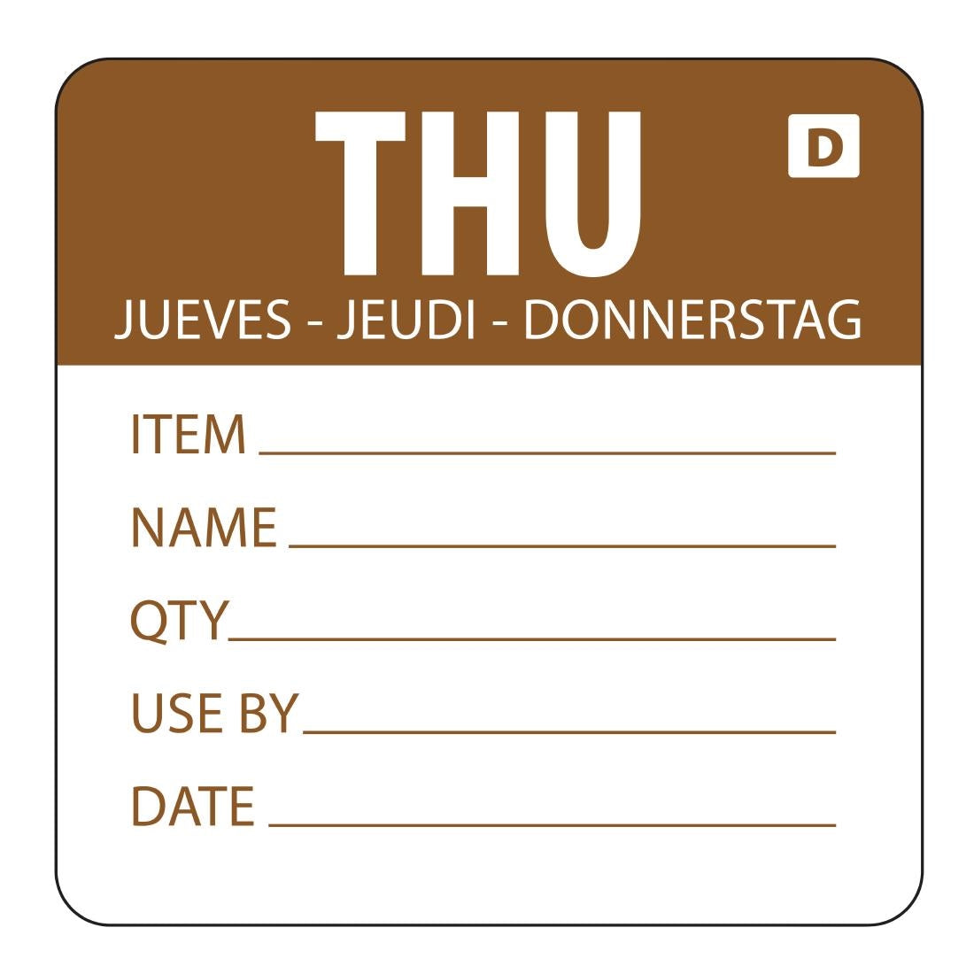 GH354 Hygiplas oplosbare kleurcode voedseletiketten donderdag (250 stuks)